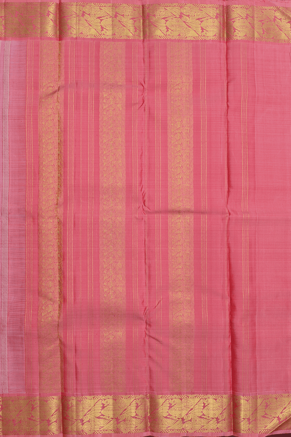Kanchipuram Silk Saree In Pink With Peacock Border
