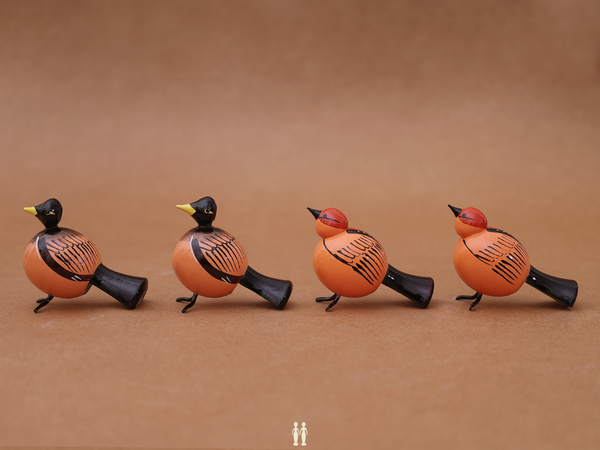 Set Of 4 Wooden Multicolor Birds For Showpiece