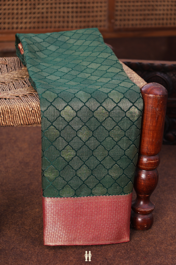 Mysore Silk Saree In Dark Green With Brocade Design