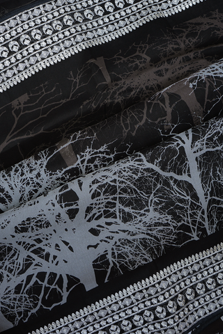 Tree Digital Printed Black Organza Silk Saree