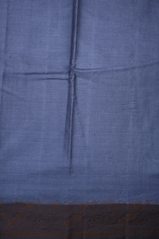 Threadwork Border Plain Pigeon Blue Tussar Silk Saree