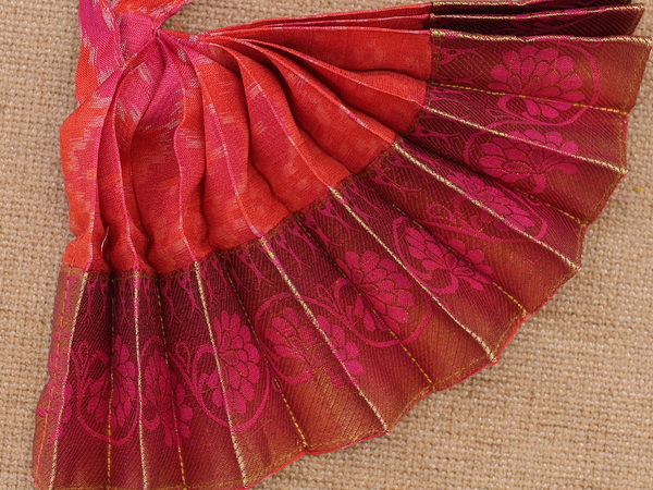 Zari Border Orange Pochampally Amman Pavadai Set