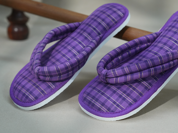 Checks Design Purple Cotton Slippers
