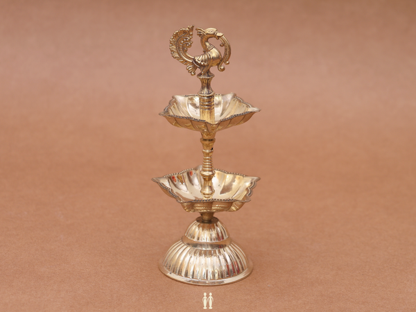 Peacock Design Brass Vilakku For Pooja Set