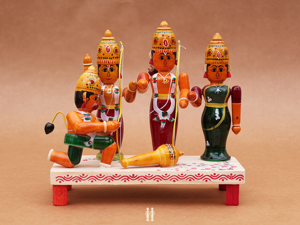 Wooden Ramar, Seeta, Lakshmanan And Hanuman For Showpiece