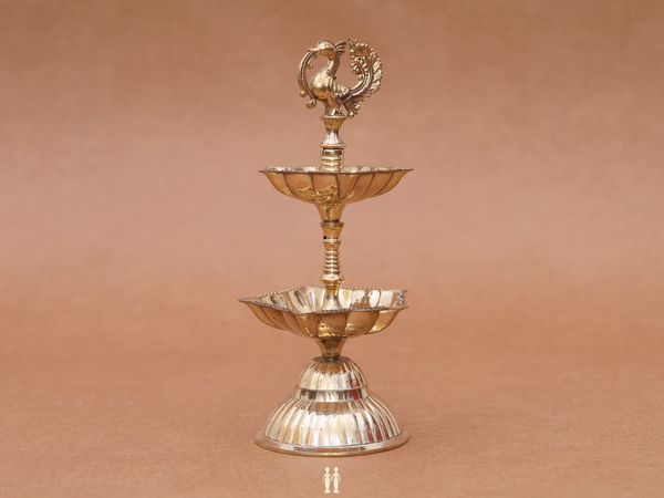 Peacock Design Brass Vilakku For Pooja Set