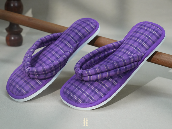 Checks Design Purple Cotton Slippers