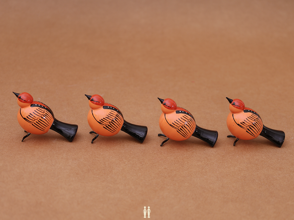 Set Of 4 Wooden Multicolor Birds For Showpiece