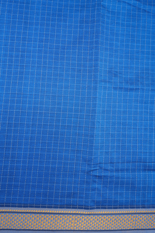 Checks Design Cerulean Blue Poly Cotton Saree