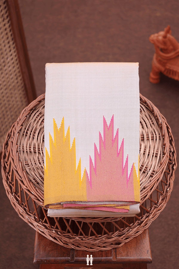 Kanchipuram Silk Saree In Pastel Brown With Temple Border