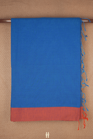 Contrast Border Plain Cobalt Blue Bengal Cotton Saree