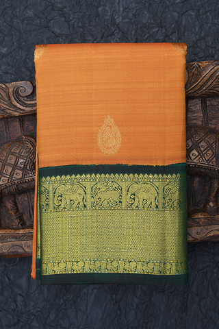 Thilagam Buttas Royal Orange Kanchipuram Silk Saree
