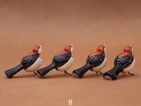 Set Of 4 Wooden Multicolor Birds For Showpiece