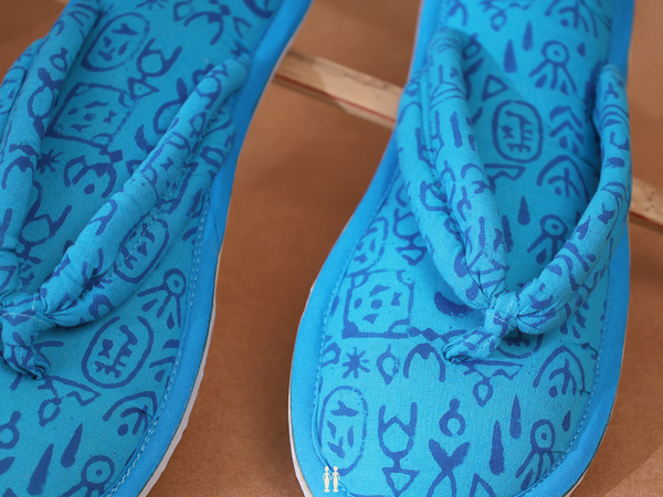 Printed Design Blue Cotton Slippers