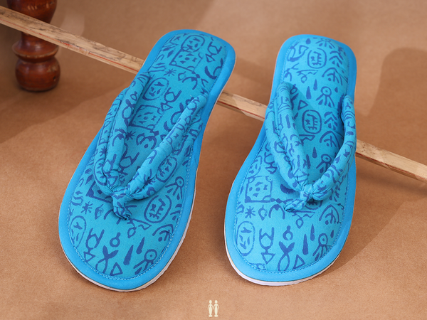 Printed Design Blue Cotton Slippers