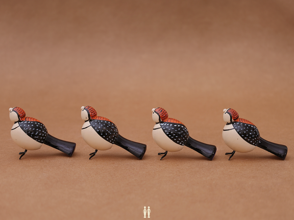 Set Of 4 Wooden Multicolor Birds For Showpiece