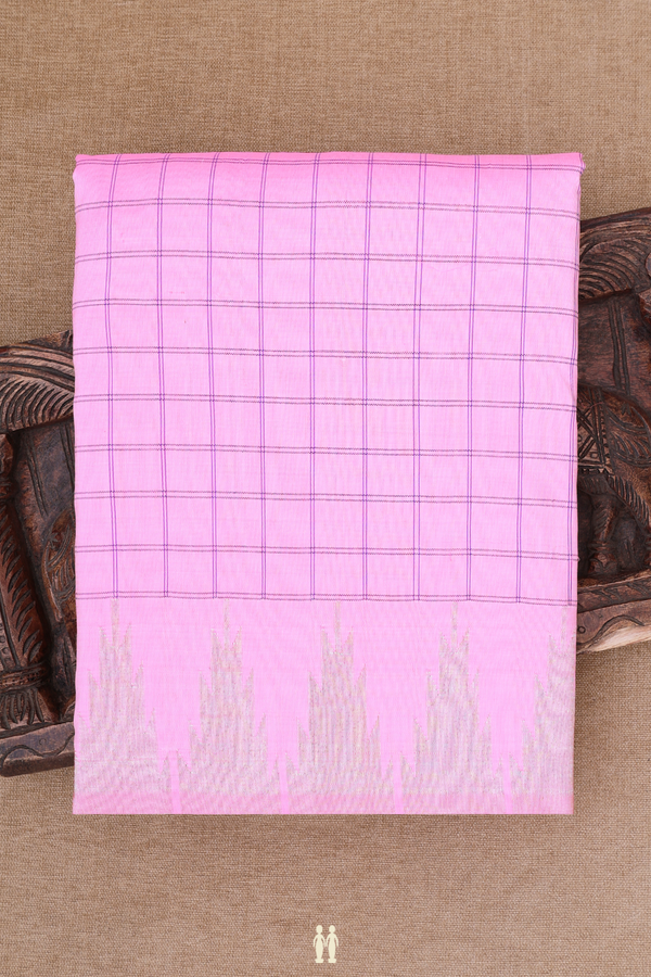 Paithani Silk Saree In Pink With Checks Design