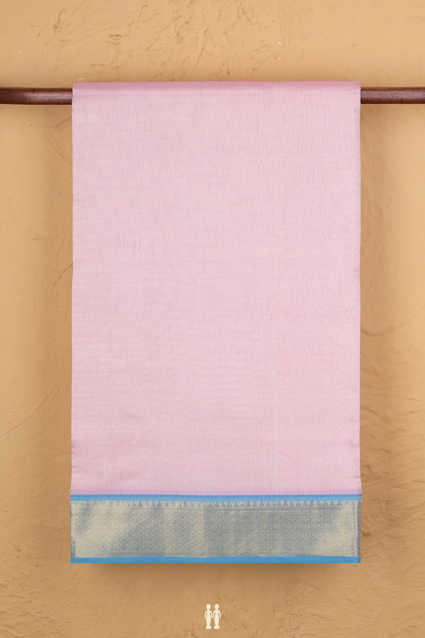 Semi Silk Cotton Saree In Pink With Contrast Border