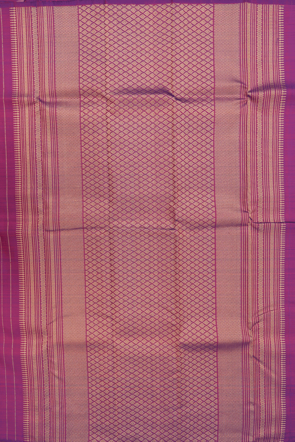 Kanchipuram Silk Saree In Plum Purple With Stripes Design
