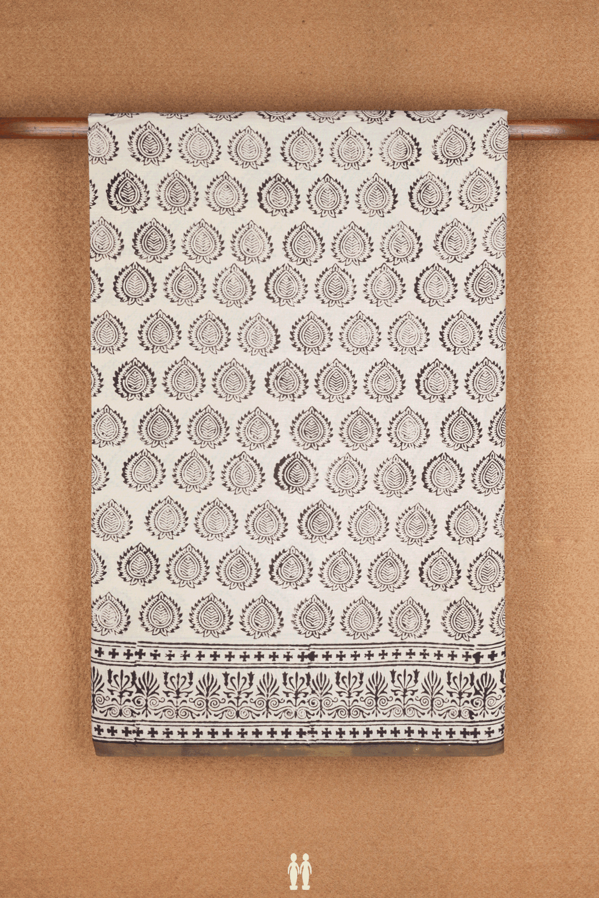 Allover Printed Design Beige Jaipur Cotton Saree
