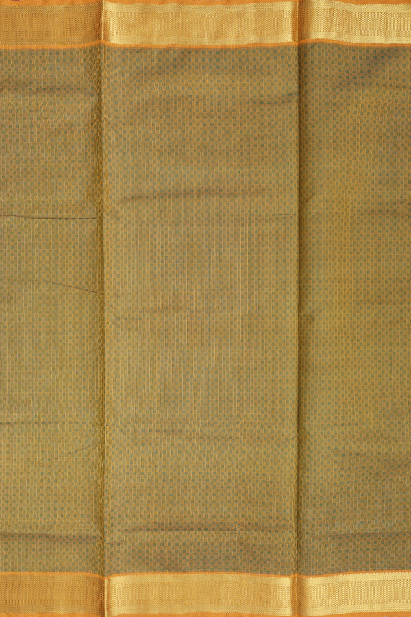 Silk Cotton Saree In Greenish Brown With Paai Madippu Kattai