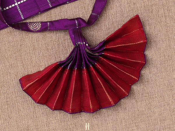 Checks Design Purple Silk Cotton Amman Pavadai Set
