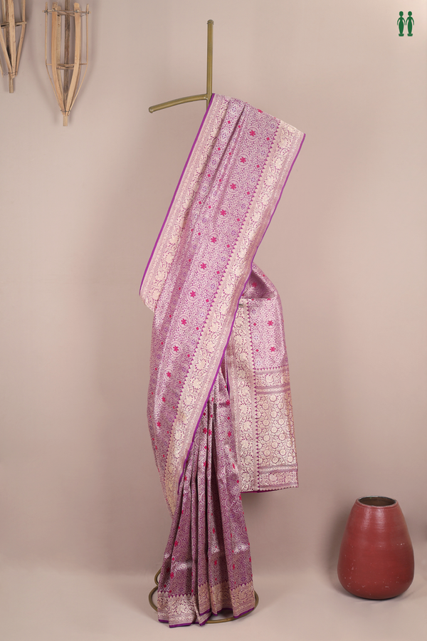 Banarasi Silk Saree In Purple With Brocade Design