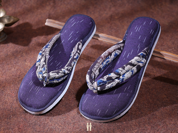 Allover Design Blue Cotton Slippers