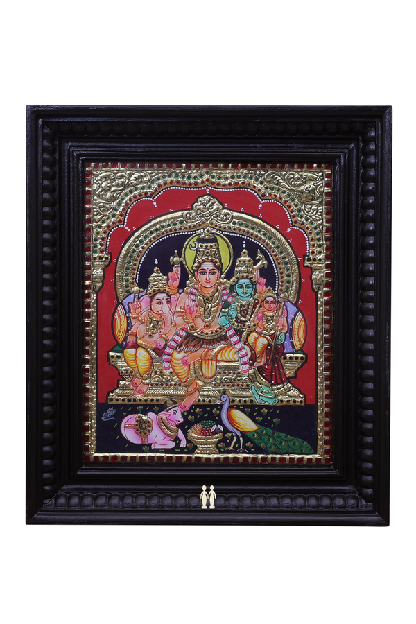 Traditional Shiva Family Tanjore Painting