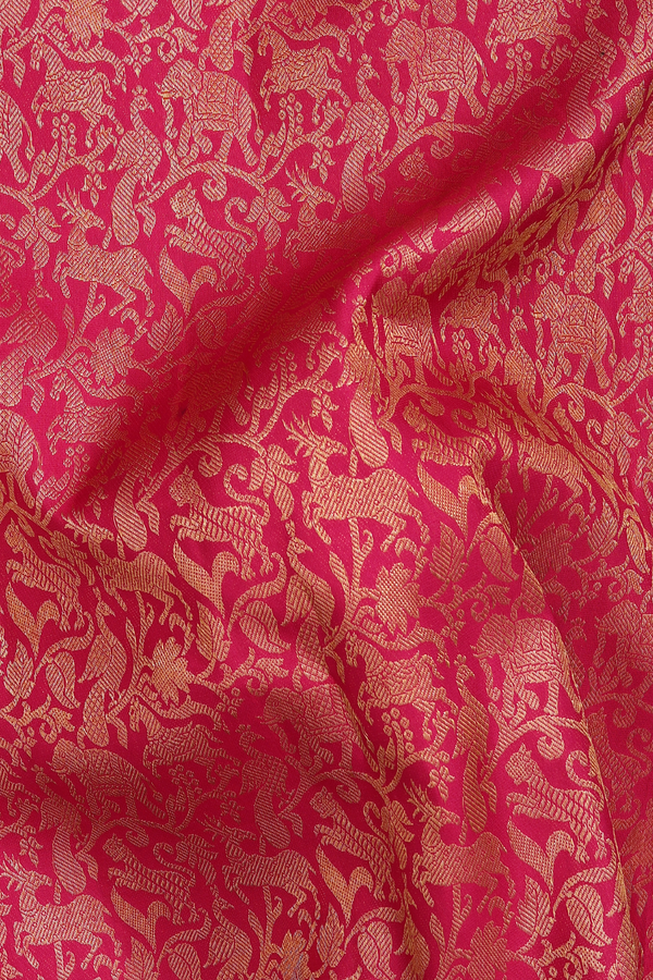Kanchipuram Silk Saree In Rani Pink With Vanasingaram Design
