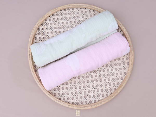 Pink And Green Set Of 2 Linen Cotton Towel