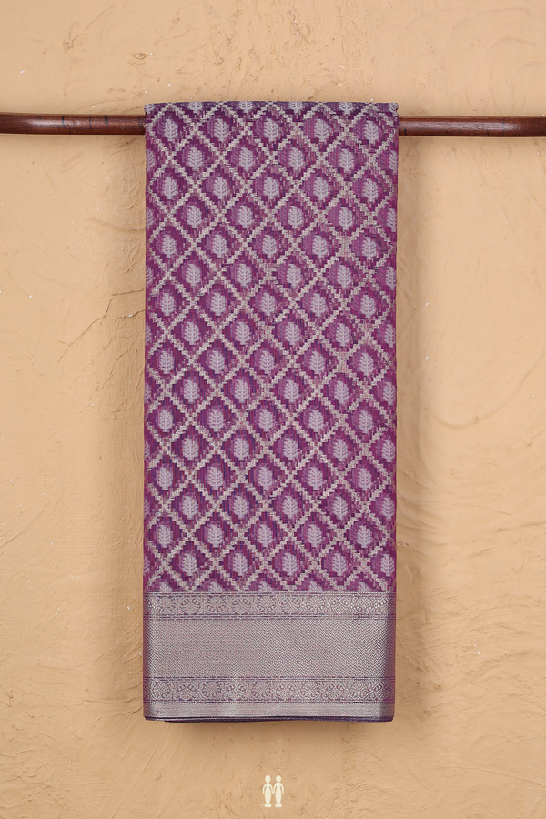 Kota Cotton Saree In Purple With Diamond Design