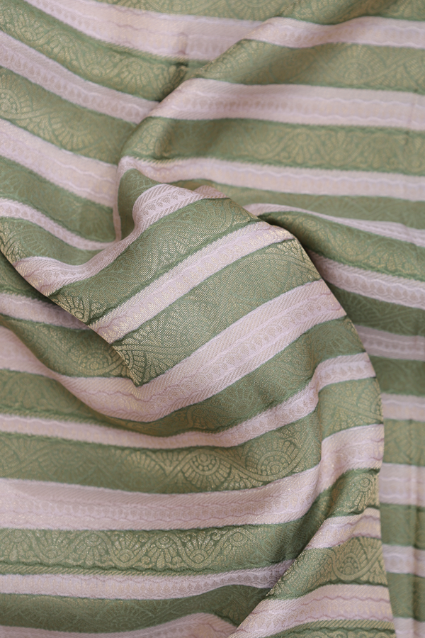 Mysore Silk Saree Green And Brown With Diagonal Design