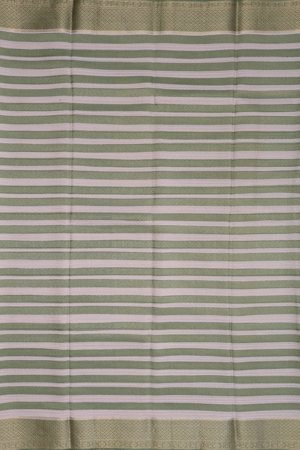 Mysore Silk Saree Green And Brown With Diagonal Design