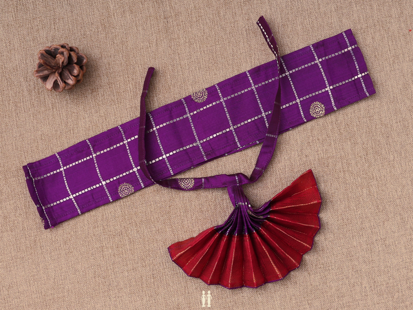 Checks Design Purple Silk Cotton Amman Pavadai Set