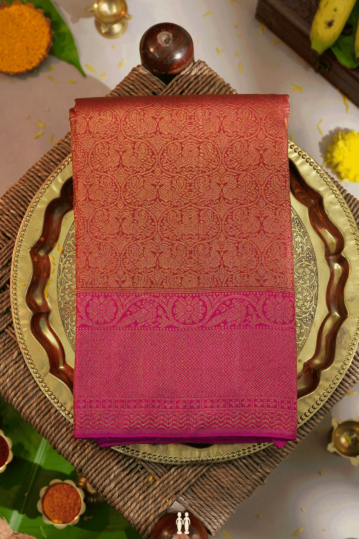 Brocade Design Ruby Red Kanchipuram Silk Saree