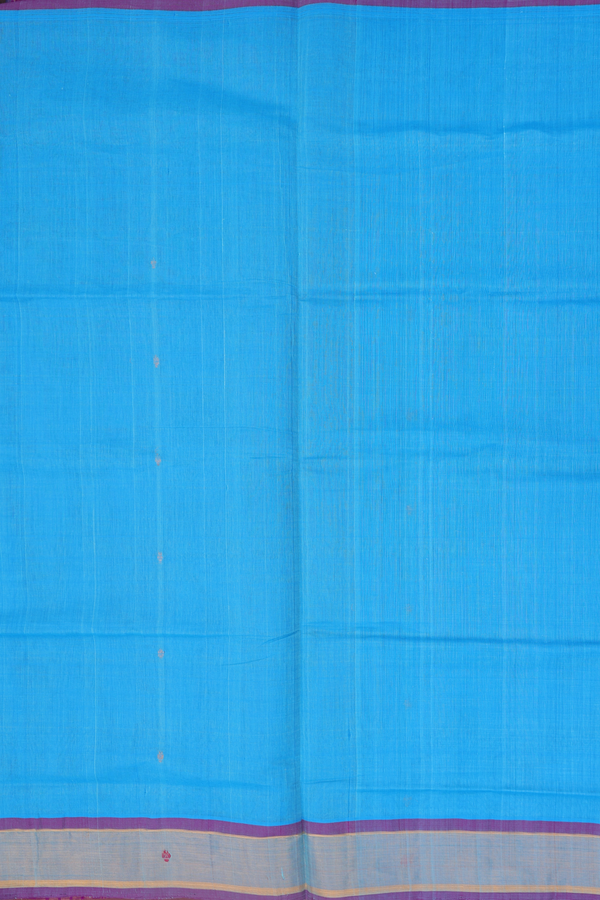 Venkatagiri Cotton Saree In Deep Sky Blue With Zari Buttis