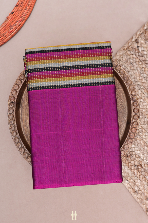 Kanchipuram Silk Saree In Multicolor With Stripes Design