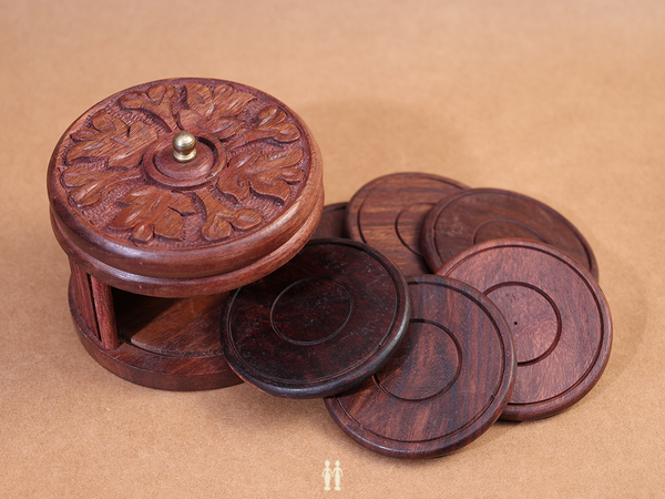 Set Of 6 Wooden Tea Coaster Set