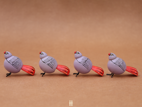 Set Of 4 Wooden Multicolor Birds For Showpiece