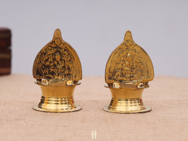 Set Of 2 Brass Kamatchi Amman Villakku For Pooja Set