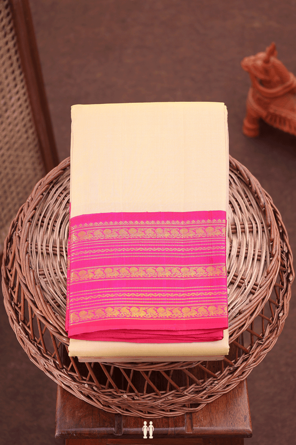 Kanchipuram Silk Saree Pastel Brown With Traditional Border