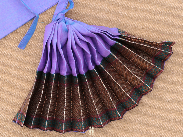 Zari Border Violet Silk Cotton Amman Pavadai Set