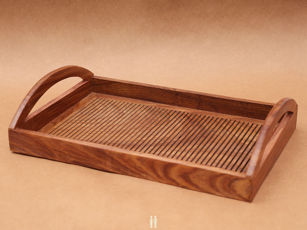 Wooden Serving Tray With Handles