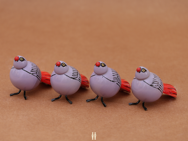 Set Of 4 Wooden Multicolor Birds For Showpiece