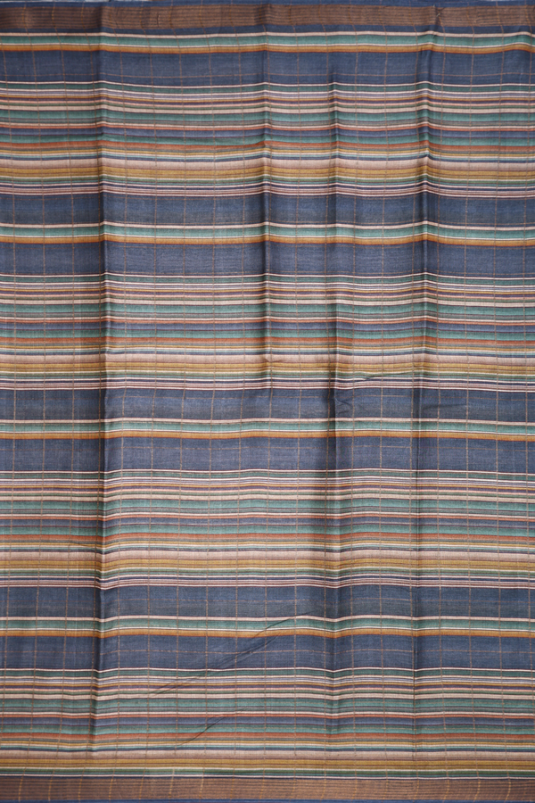 Allover Stripes Design Multicolor Tussar Silk Saree