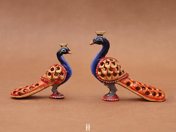 Wooden Peacock Set Of 2 For Showpiece