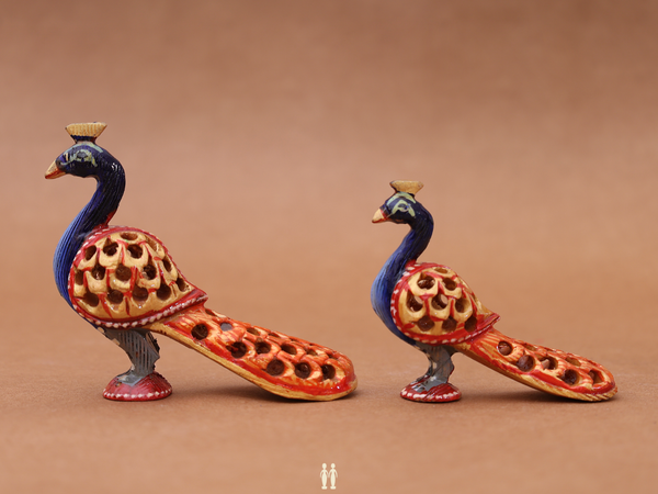 Wooden Peacock Set Of 2 For Showpiece