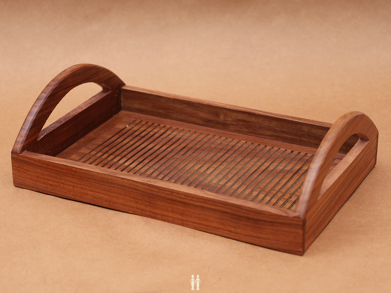 Wooden Serving Tray With Handles