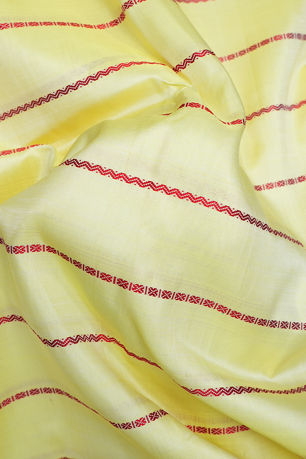 Stripes Design Pastel Yellow Kanchipuram Silk Saree
